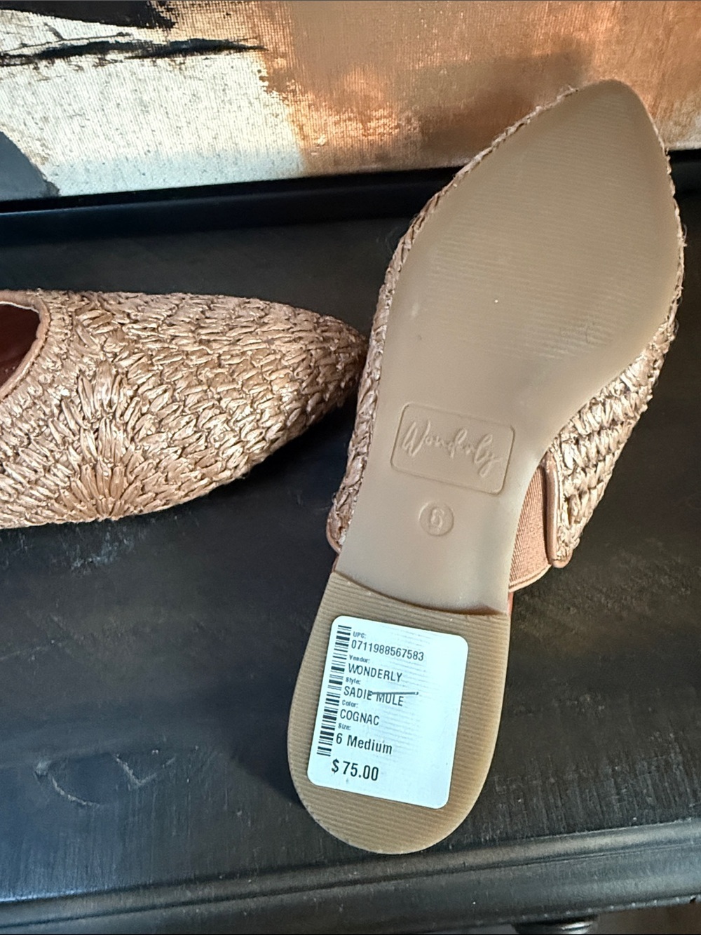 Wonderly Woven Pointed Mule in Natural Tan - Picture 3 of 3